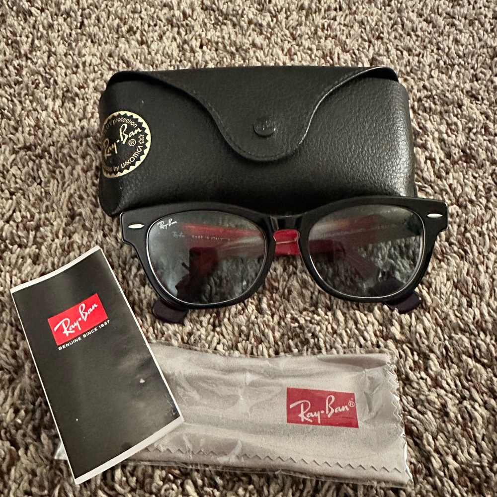 Ray-Ban Black and Red Sunglasses with Case
